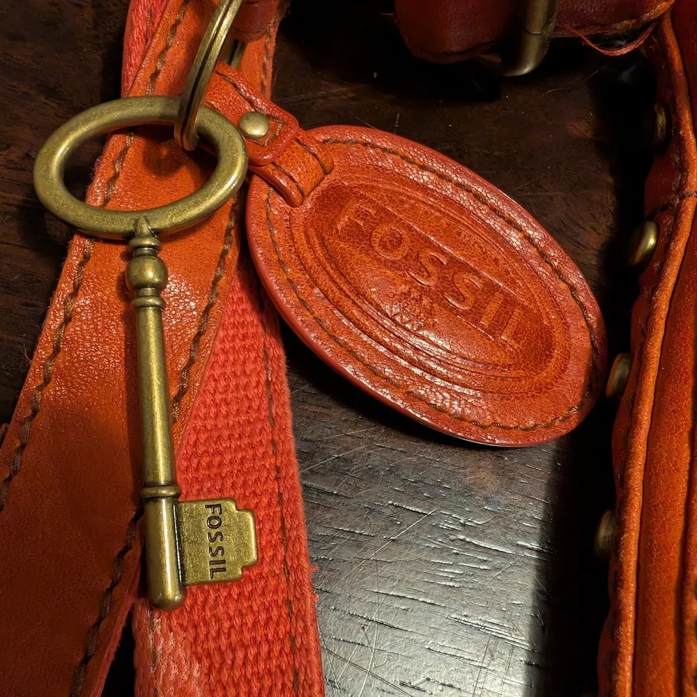 Fossil Women's Orange Leather Crossbody Bag